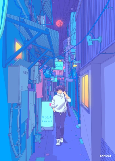 Vaporwave Alley: Yuta Okkotsu Embarcando em uma Jornada Neon