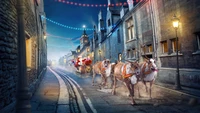 santa, claus, reindeer, sleigh, christmas wallpaper