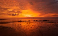 sunset, afterglow, horizon, sea, sunrise wallpaper