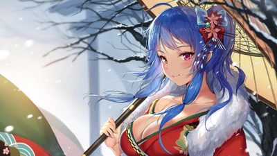 Сент-Луис из Azur Lane: Очаровательная аниме-девушка в зимней стране чудес