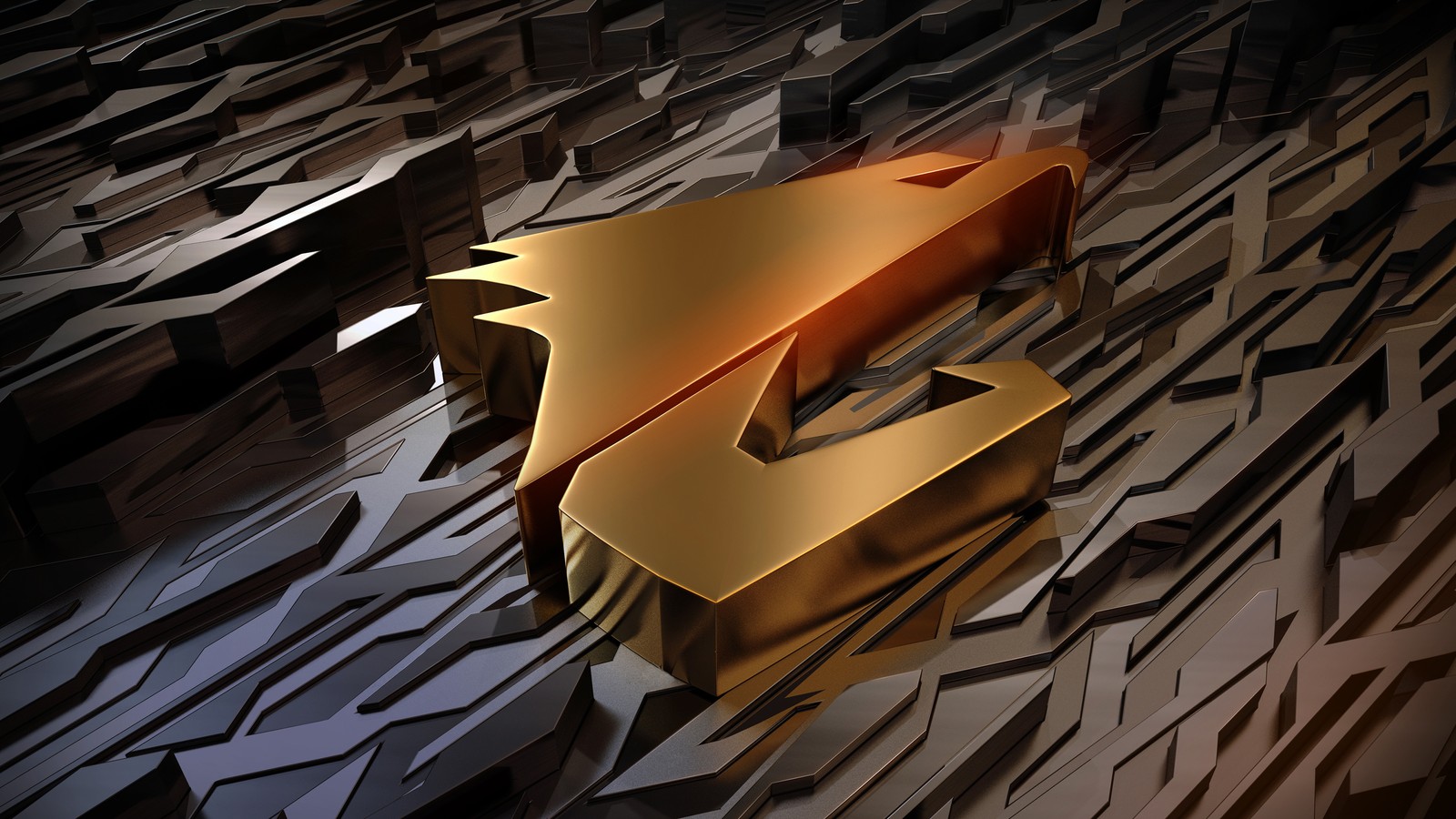 Eine nahaufnahme eines goldenen klaviers auf schwarzem hintergrund. (aorus, gold, logo, gigabyte, digitale kunst)