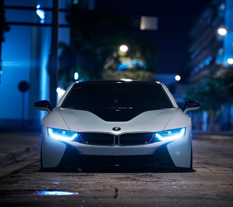 Концепт автомобиля bmw i8 в темноте (bmw, электрический, фронтальный вид, гибрид, i8)