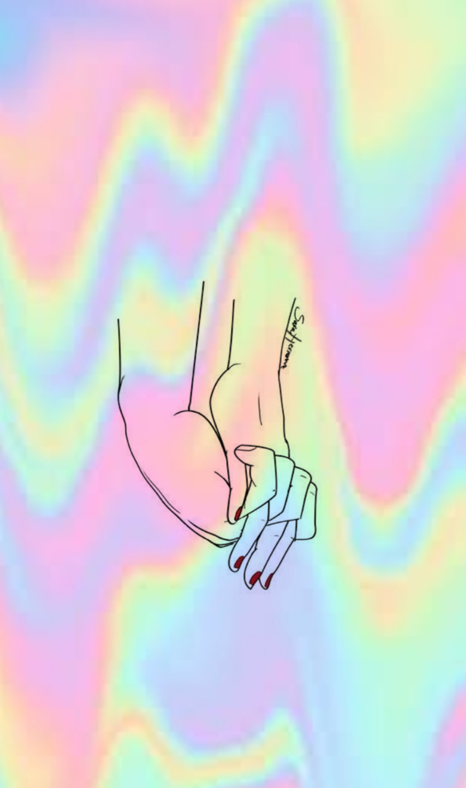 Someone is holding a heart in their hand with a rainbow background (colores, manos, tumblr)