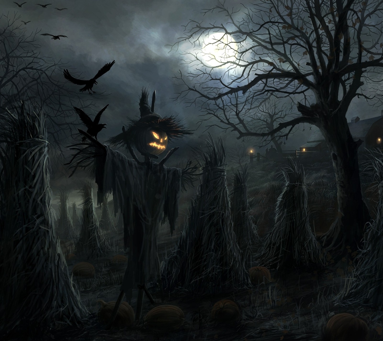 anime, halloween, monster, pumpkin, railings Download Wallpaper