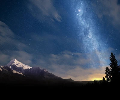 Majestic Mountain Under a Starry Sky