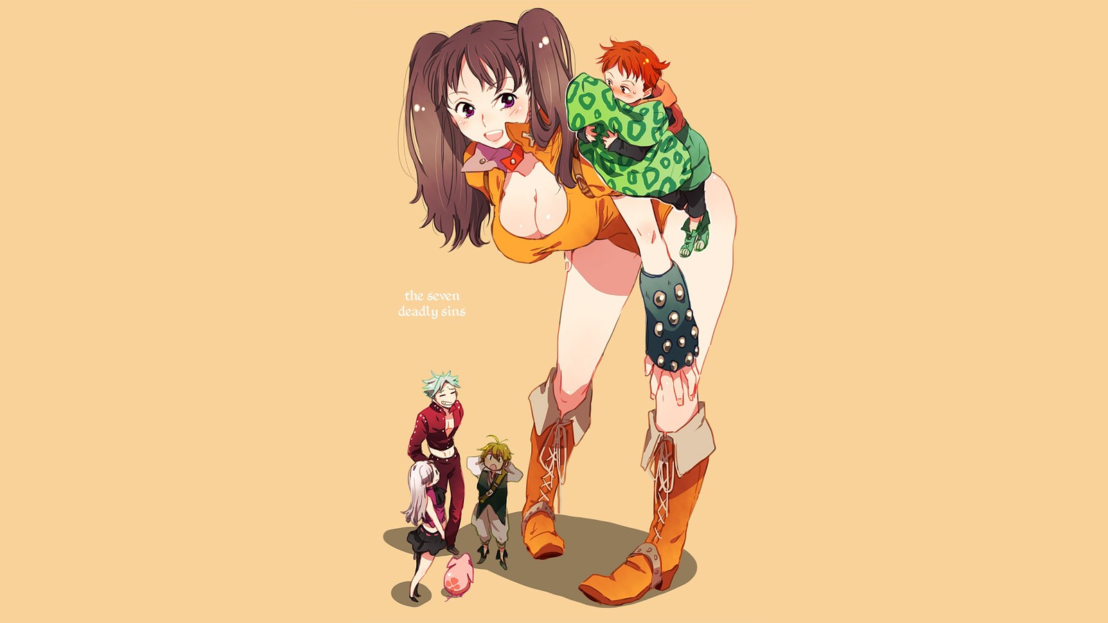 Una mujer sosteniendo a un niño en sus brazos mientras está junto a un gato (nanatsu no taizai, los siete pecados capitales, the seven deadly sins, anime, 七つの大罪)