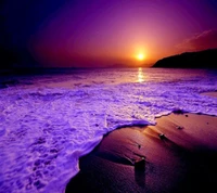 amazing sunset, plage, vague