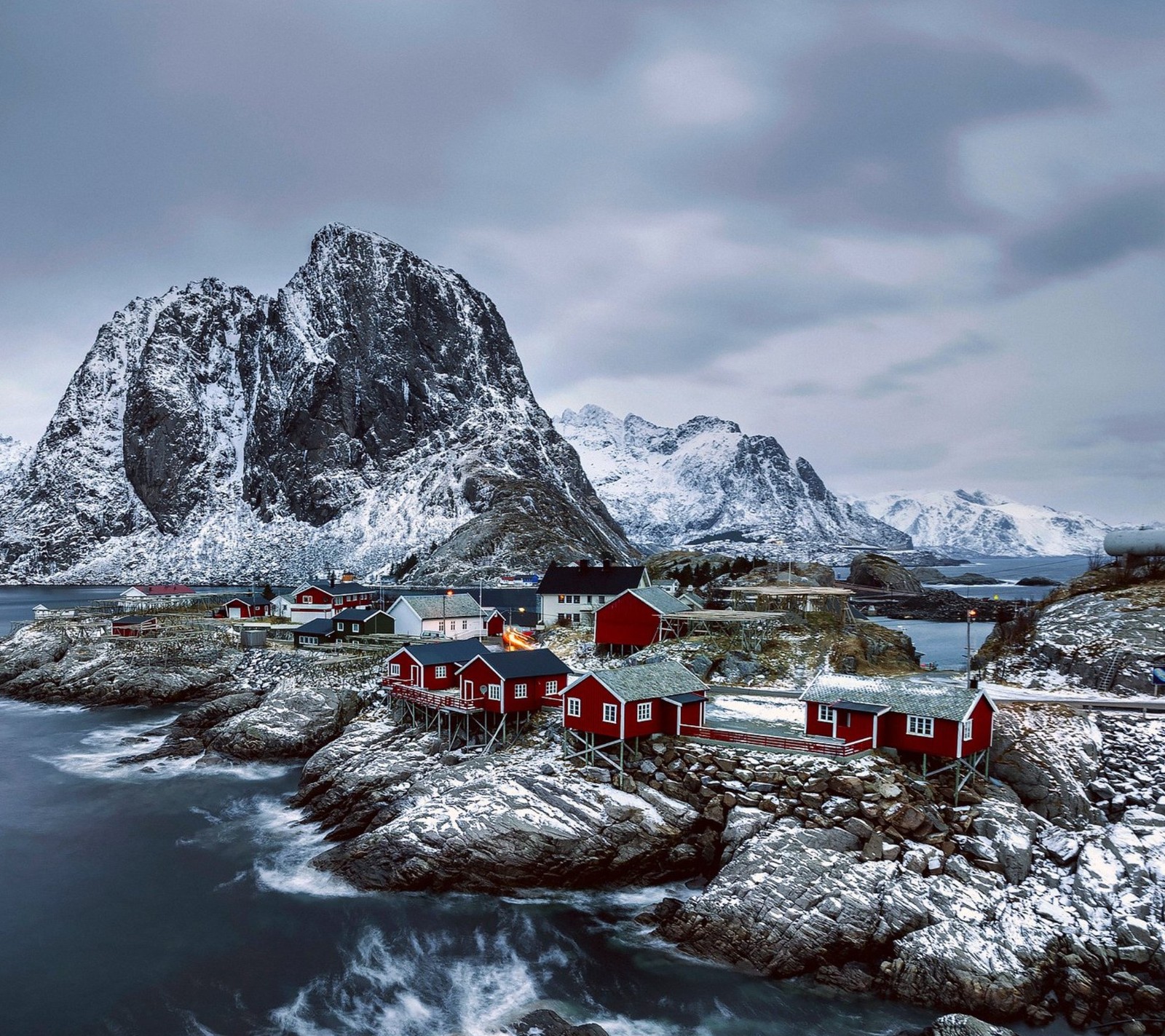 Descargar fondo de pantalla naturaleza, casa roja, mar, invierno