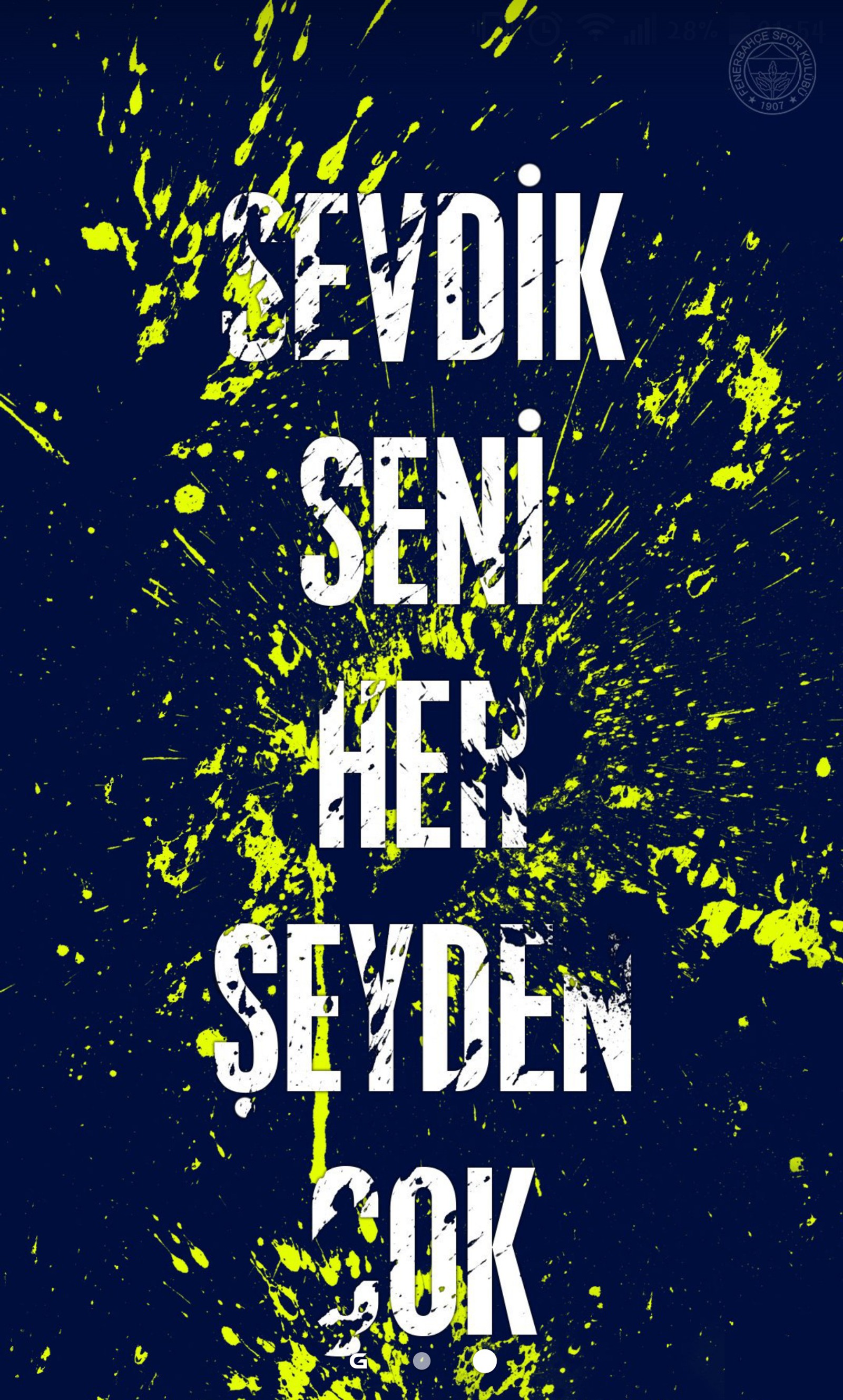 A close up of a poster with a yellow and black paint splatter (fenerbahce, sevdik seni)