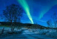 aurora, nature, winter, freezing, landscape wallpaper