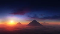 Majestic Sunrise Over the Great Pyramid of Giza: A Timeless Wonder of Ancient Architecture