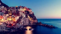 manarola, italy, cinque terre, evening, sunset wallpaper