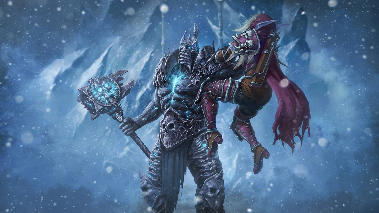 Скачать обои король лич, артас менетил, arthas menethil, сильвана ветрокрыл, world of warcraft