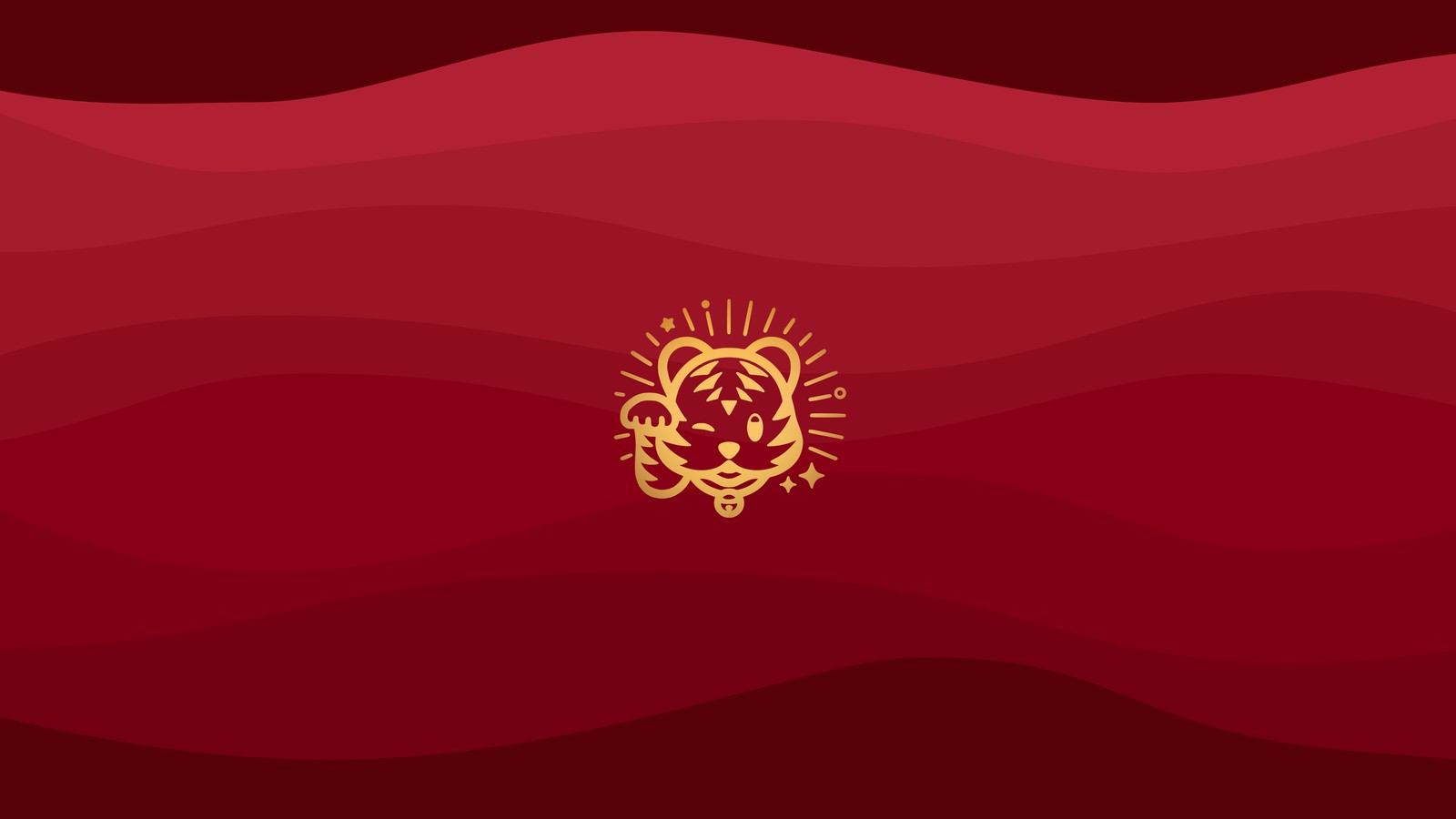 Un fondo rojo y dorado con un diseño estilizado de un sol (manzanas, tigre, gráficos, naranja, ámbar)