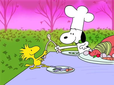 Snoopy et Woodstock célèbrent ensemble Thanksgiving