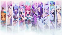 Demonstração de Skins Spirit Blossom: personagens de League of Legends em design etéreo