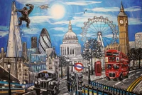 Vibrant London Landscape: A Fusion of Iconic Landmarks and Urban Life