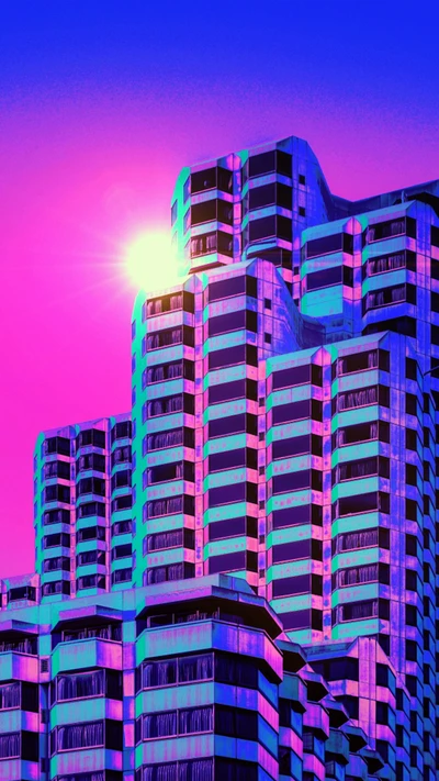 город, вэйпорвэйв, vaporwave, синий, цветность