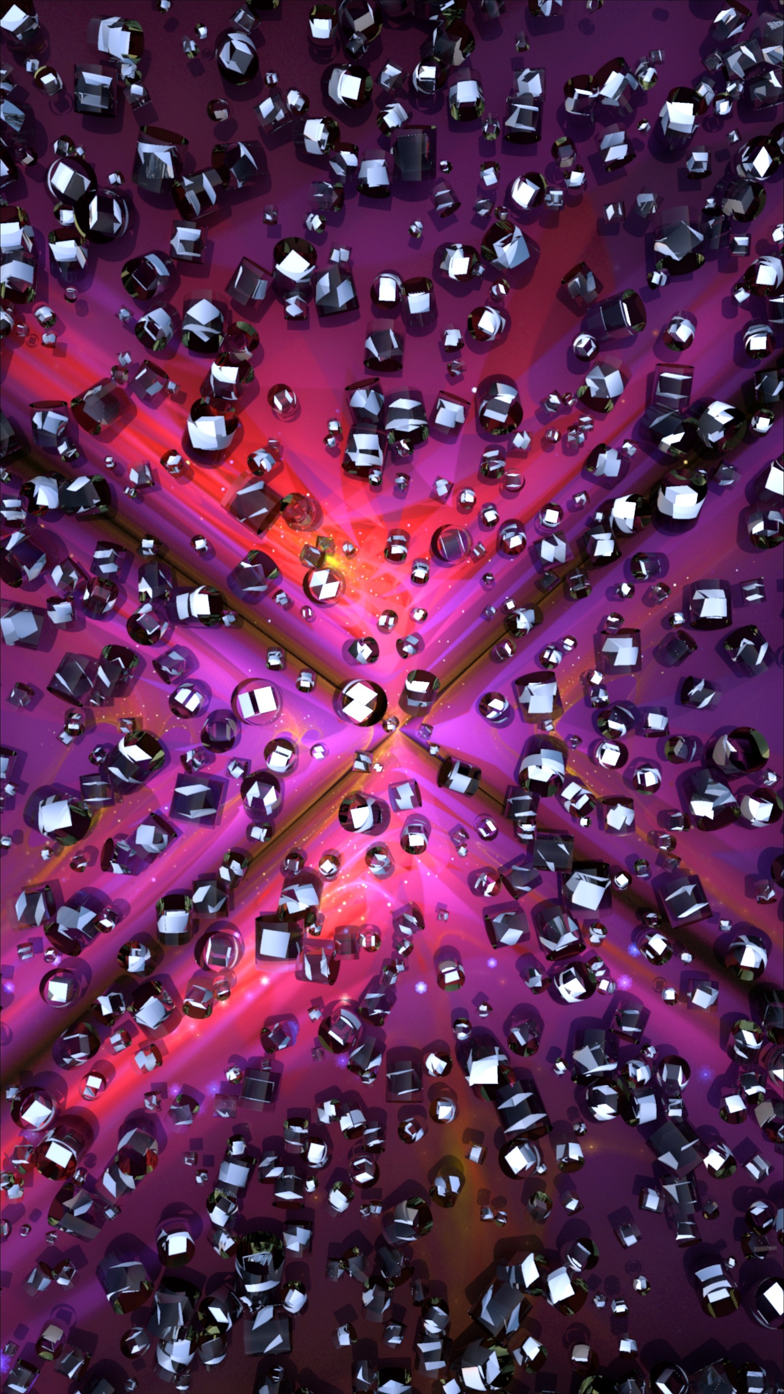 A close up of a purple and black background with a bunch of diamonds (abstraction, water, pink, purple, magenta)