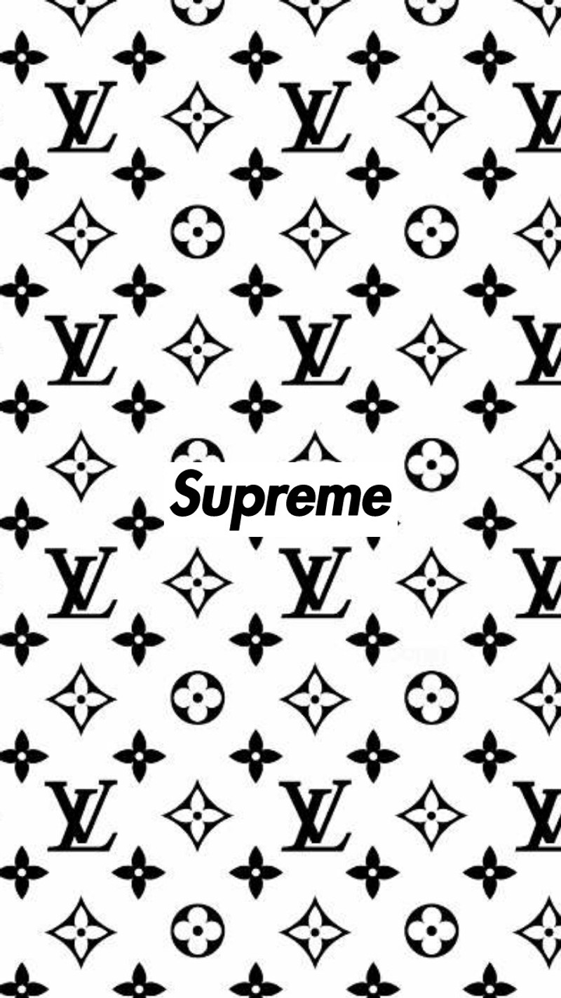 Черно-белый узор с логотипом supreme на нем (луи витон, luis vuitton, lv, печать, supreme)