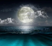 beach, moon, ocean, sea, water wallpaper