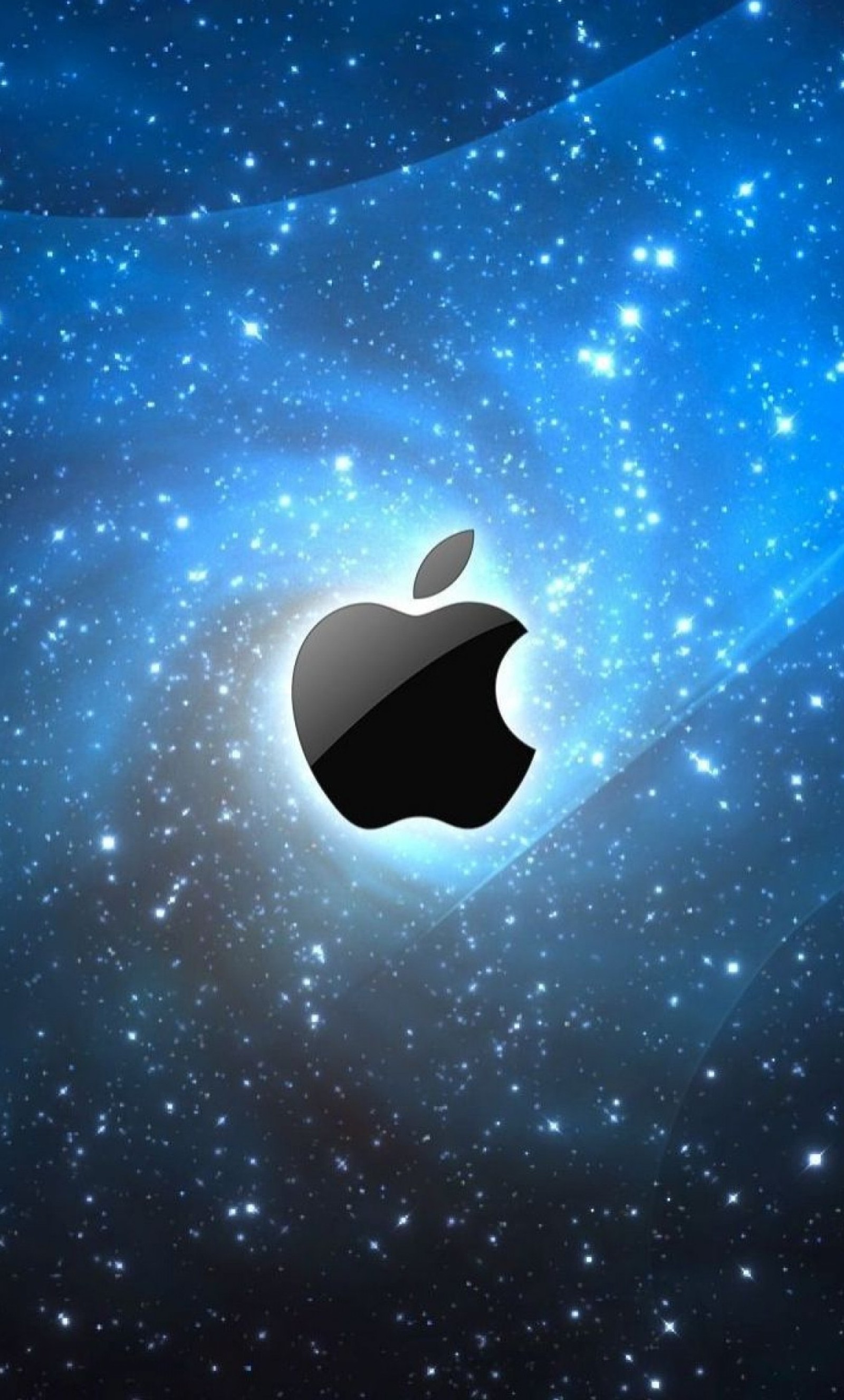 Gros plan du logo apple sur fond bleu (abstrait, pomme, iphone)