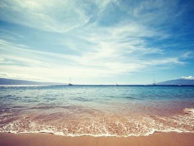 praia, azul, nuvens, paisagem, natureza