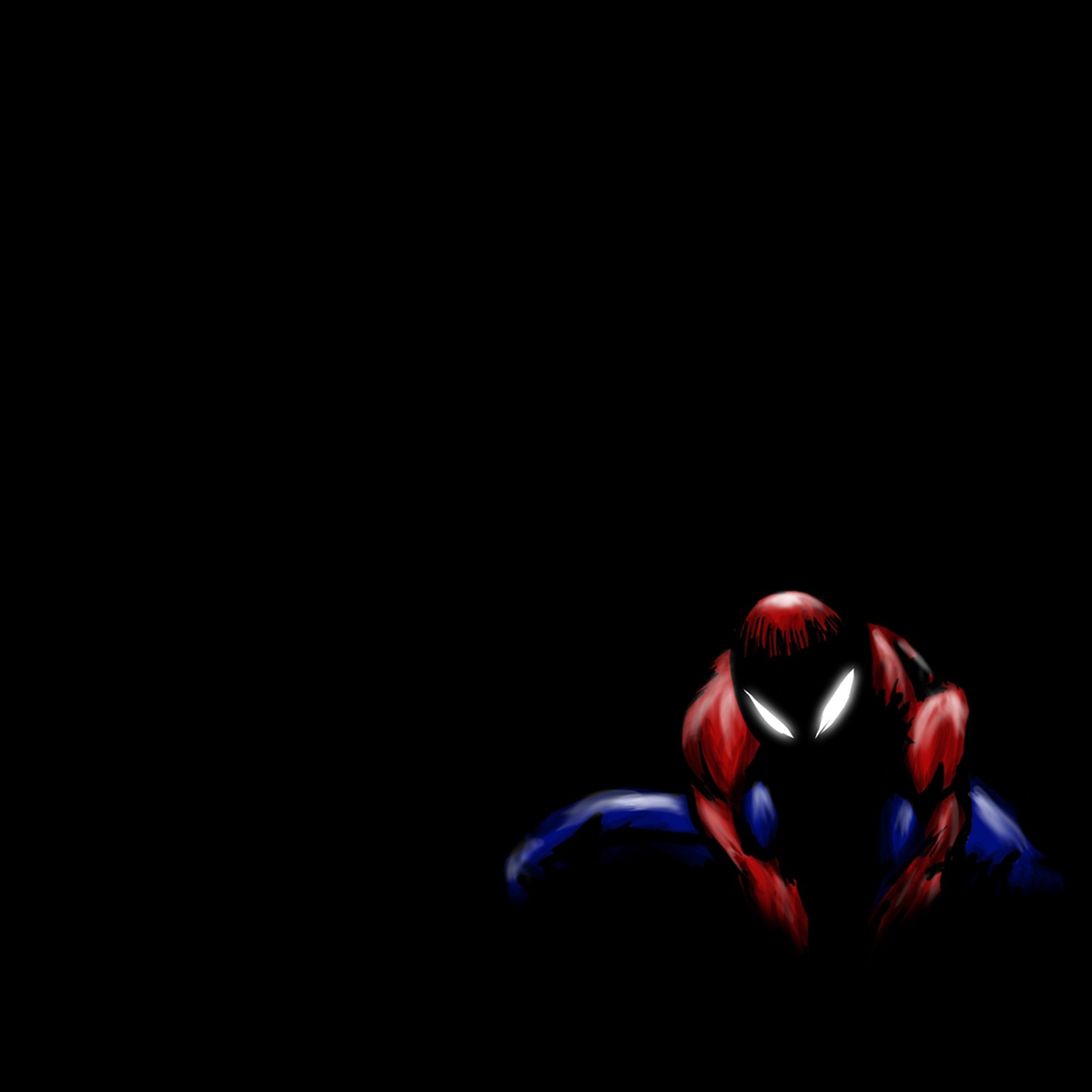 Spider-man dans l'obscurité avec un costume rouge et bleu (spide, spiderman)