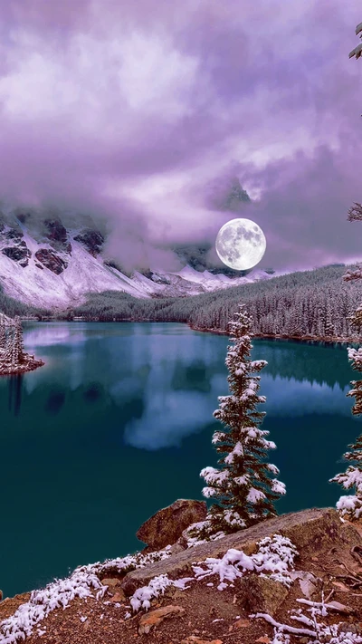 cold, cool, hd, lake, moon