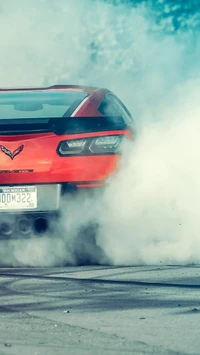 car, chevy, corvette, red