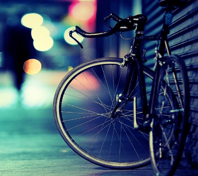 Blurred Mountain Bike Against a Nightly Backdrop