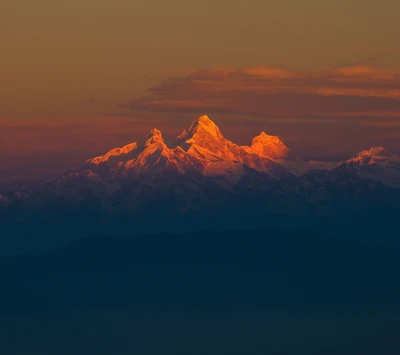 nebel, himalaya, berg, reichweite, sonnenuntergang