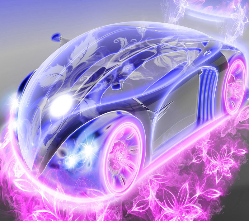 Arafed car with a pink light on it's side and a blue background (car, wallpaper)