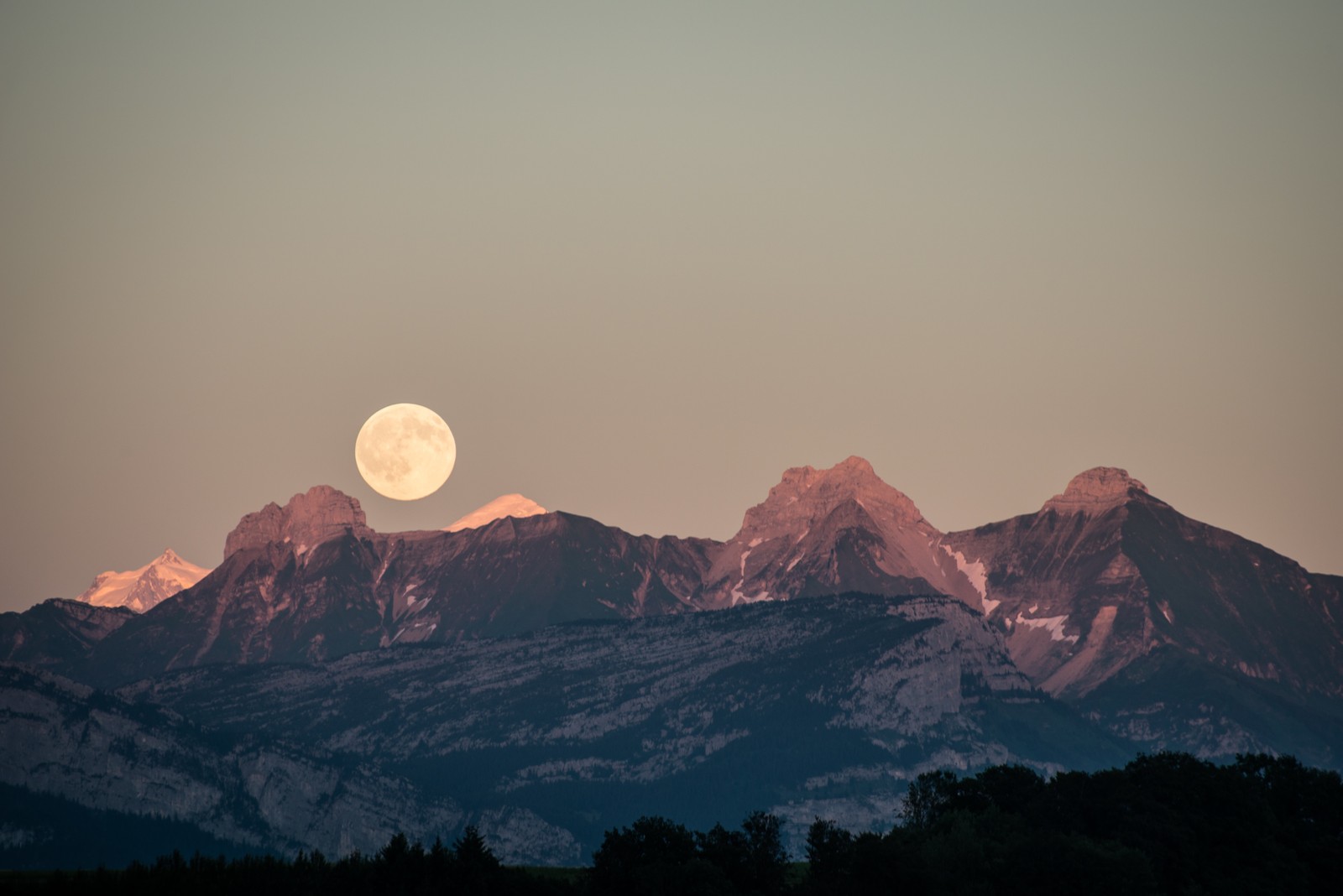 mountains, moon, scenic, france, 5k wallpaper