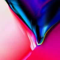 Vibrant Fractal Art with Electric Blue and Pink Hues on an iPad Display