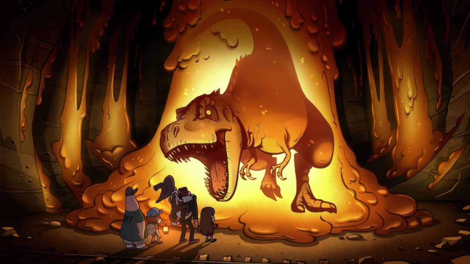 gravity falls, tv series, cartoon, dinosaur wallpaper