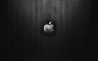 Logo Apple monochrome sur fond noir texturé