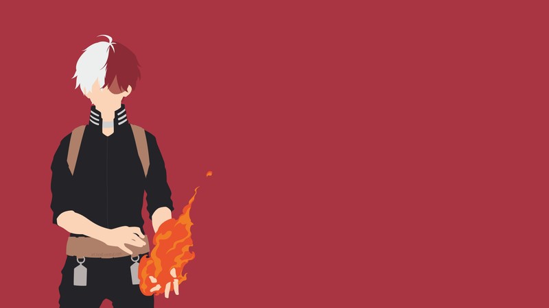 Мужчина с рюкзаком и огнем в руке (shoto todoroki, боку но хиро академия, my hero academia, аниме, anime)