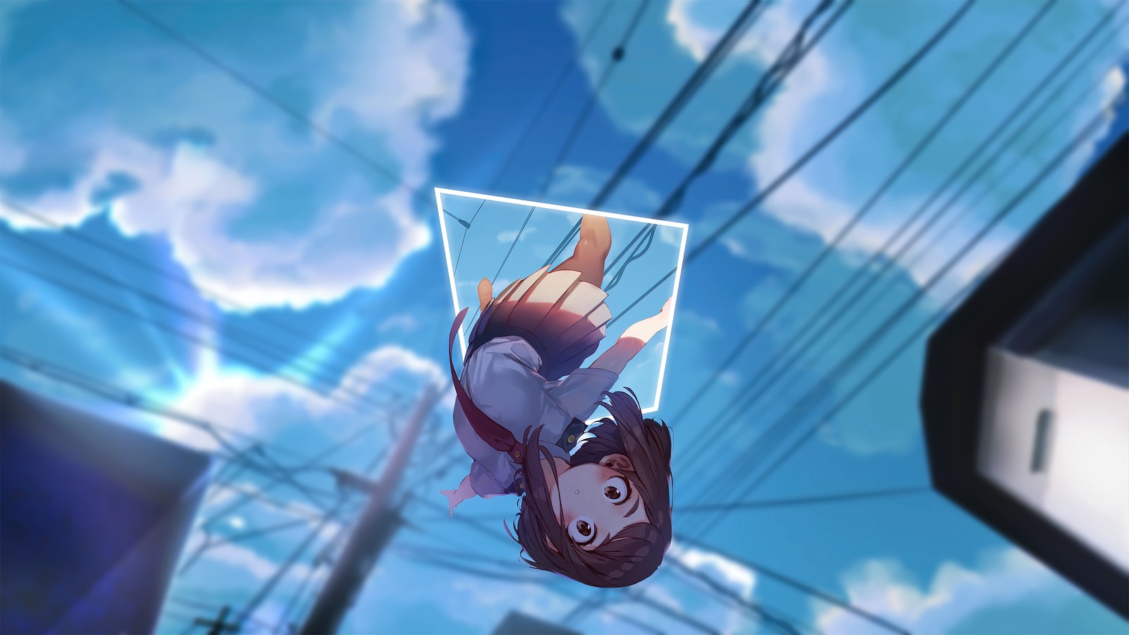 Scène d'anime d'une fille volant dans les airs avec un appareil photo (ochaco uraraka, my hero academia, boku no hero academia, anime)