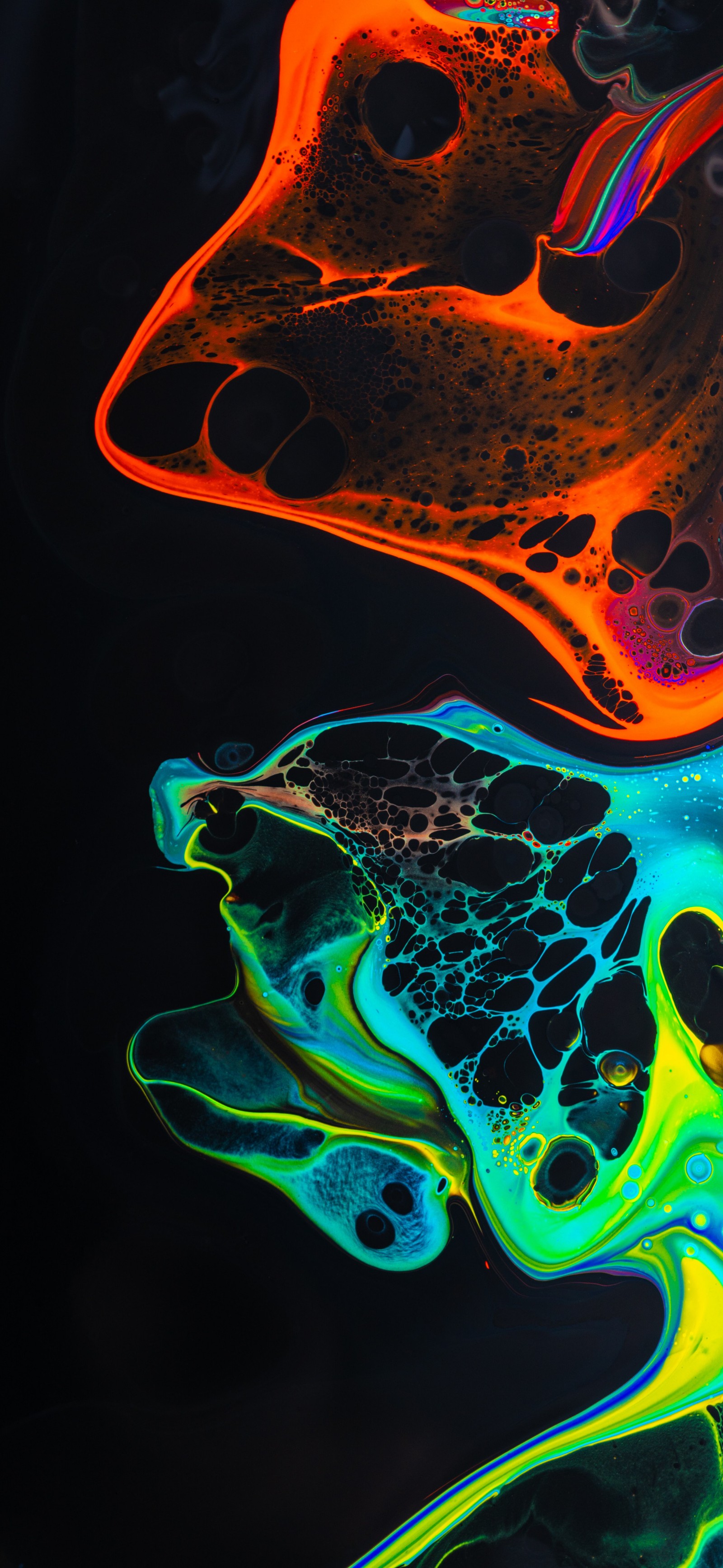 Brightly colored fluid painting on a black background with a black background (graphic design, light, liquid, fluid, electric blue)