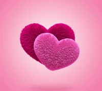 3d, fluffy, hearts, love, pink wallpaper