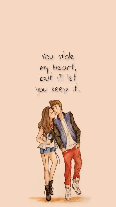 You Stole My Heart: A Cute Love Quote Illustration