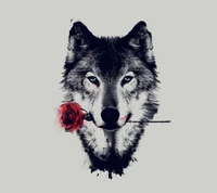 flor, pintura, rosa, lobo, lobos