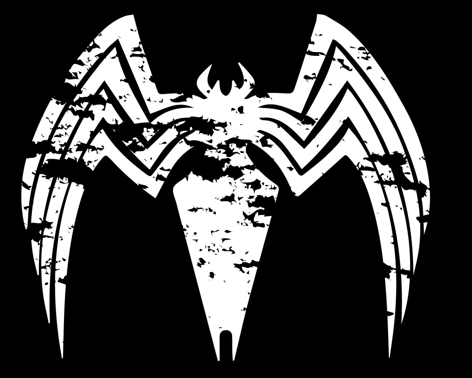 Un logo de spider-man blanc sur un fond noir (venom logo)