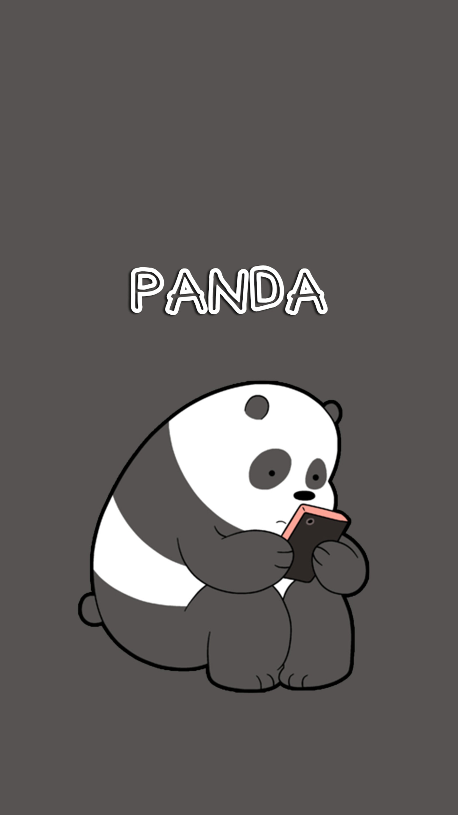 Una panda comiendo un trozo de comida con la palabra panda en ella (oso, caricatura, gris)