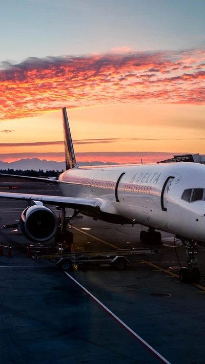 airport, jet, plane, sky, sun