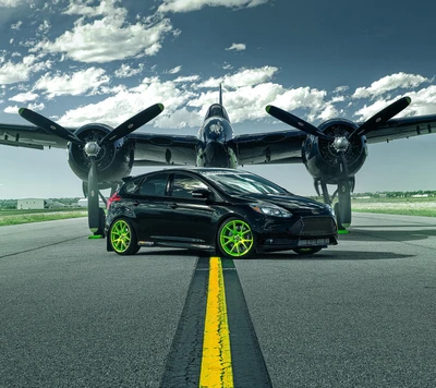 car, engine, focus, ford, green