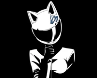 Celty de Durarara!! em um design minimalista em preto e branco