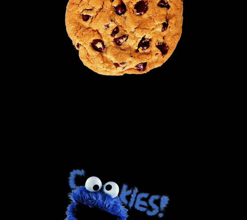 На черном фоне печенье и монстр печенья (печенье, монстр печенья, cookie monster, монстр)