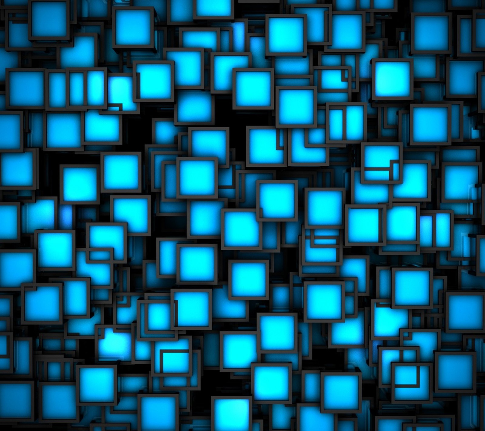 A close up of a blue and black background with squares (3d, abstract, art, blue, digital)